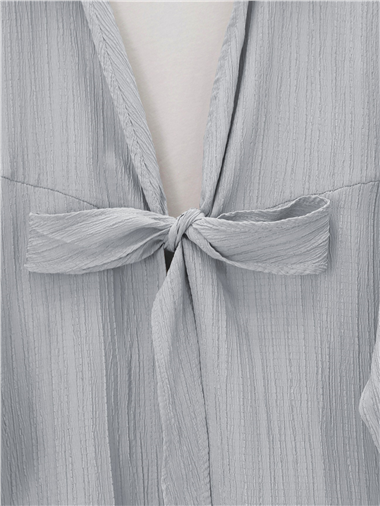 Önden Bağlamalı Krınkıl Kimono  -Gri