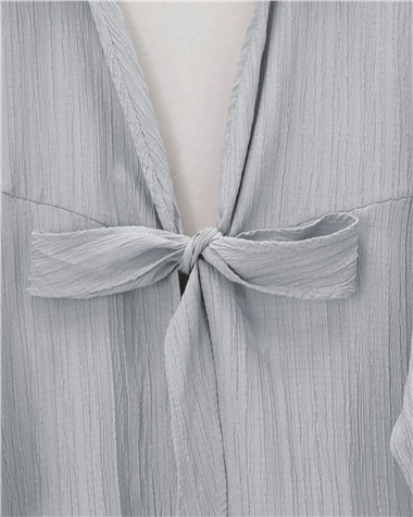 Önden Bağlamalı Krınkıl Kimono  -Gri