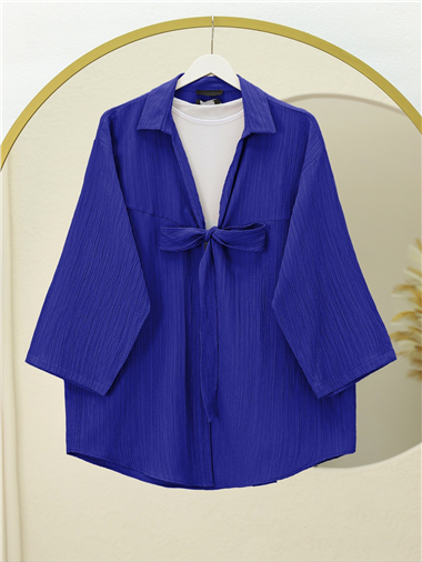 Önden Bağlamalı Krınkıl Kimono -Saks