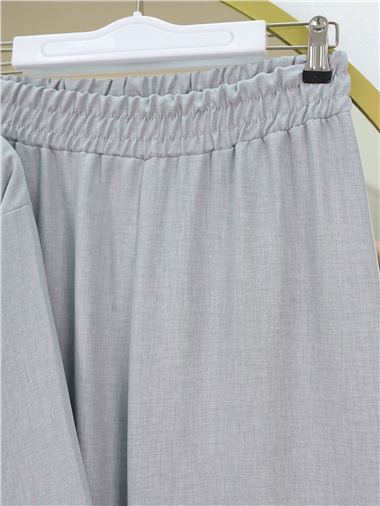 Önden Bağlamalı Pantolonlu Kimono Takım         -Açık Gri