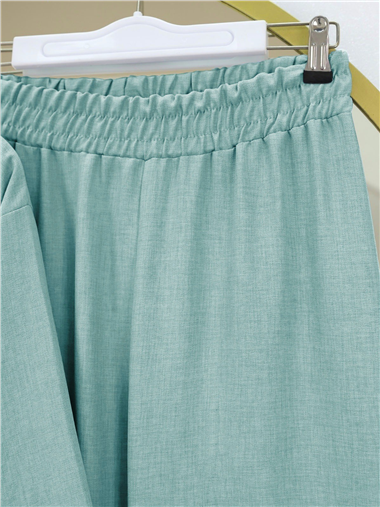 Önden Bağlamalı Pantolonlu Kimono Takım       -Su Yeşili