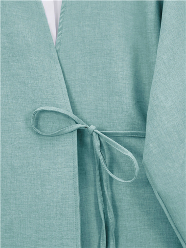 Önden Bağlamalı Pantolonlu Kimono Takım       -Su Yeşili