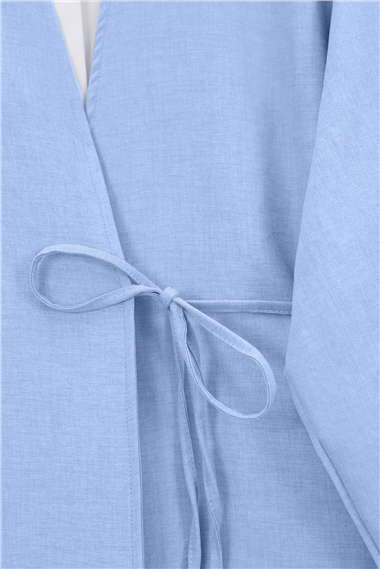 Önden Bağlamalı Pantolonlu Kimono Takım   -Bebe Mavi