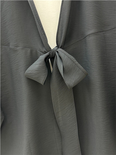 Önden Bağlamalı Yazlık Kimono -Siyah