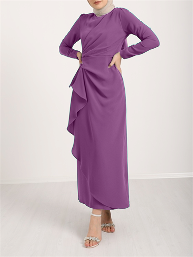 Womens Front Allerli Hem Asymmetric Crepe Dress - Cherry
