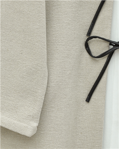 Önü Bağcıklı Oval Kesim Kaşe Kimono     -Taş