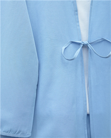 Önü Bağcıklı Poplin Kimono -Bebe Mavi
