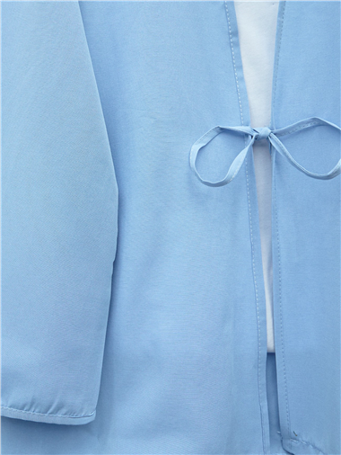 Önü Bağcıklı Poplin Kimono -Bebe Mavi