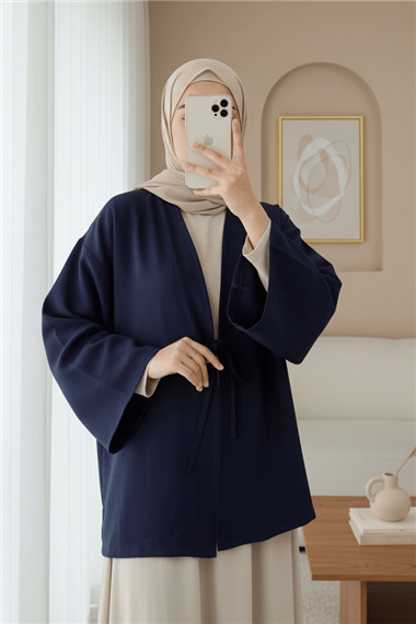 Önü Bağcıklı Poplin Kimono -Laci