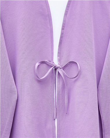 Önü Bağcıklı Poplin Kimono -Lila