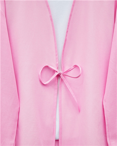 Önü Bağcıklı Poplin Kimono -Pembe