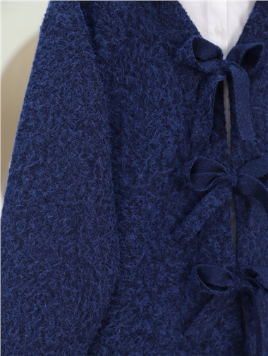 Önü Bağlamalı Kırçıllı Kaşe Ceket -Laci