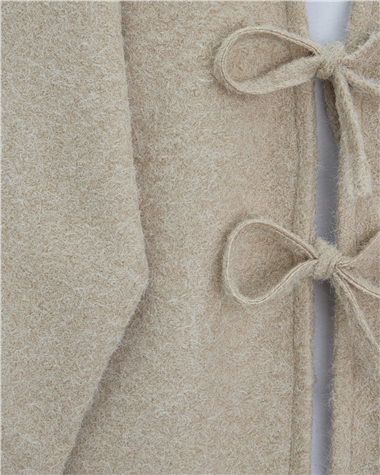 Önü Bağlamalı Sakallı Kimono -Bej