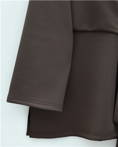 Önü Çapraz Bağlamalı Yırtmaçlı Scuba Takım  -K. Kahve