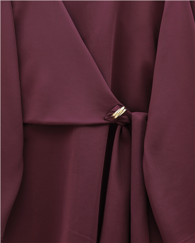 Önü Çapraz Bağlamalı Yırtmaçlı Scuba Takım  -Bordo