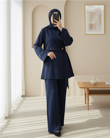 Önü Çapraz Bağlamalı Yırtmaçlı Scuba Takım  -Laci