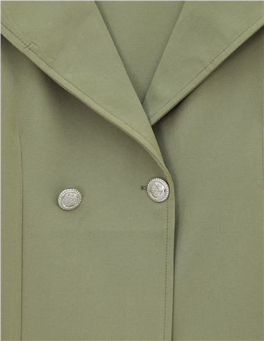 Önü Çift Düğmeli Kruvaze Yaka Ceket Etek Double Krep Takım   -Çağla Y.