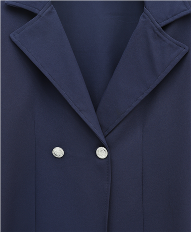 Önü Çift Düğmeli Kruvaze Yaka Ceket Etek Double Krep Takım   -Laci