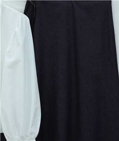 Önü Çift Kat Yan Bağcıklı Fermuarlı Kot Etek -Koyu Mor