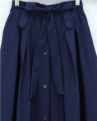 Önü Düğmeli Bağcıklı Paraşüt Etek -Laci