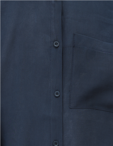 Önü Düğmeli Tek Cepli Gömlek Pantolon Modal Takım -Laci