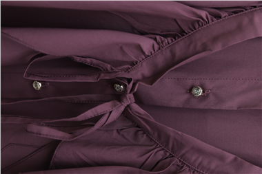Pelerin Detaylı Düğmeli Oval Kesim Poplin Tunik -Vişne