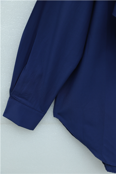 Pelerin Detaylı Düğmeli Oval Kesim Poplin Tunik -Laci