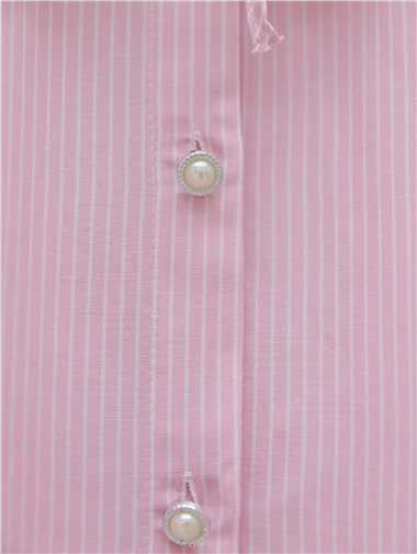 Pelerinli Çizgili Gömlek -Pembe