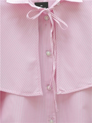 Pelerinli Çizgili Gömlek -Pembe