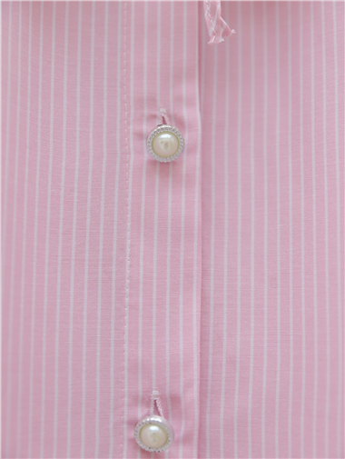 Pelerinli Çizgili Gömlek -Pembe