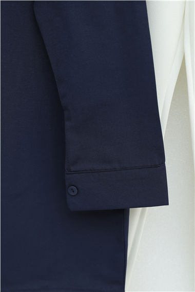 Plastron Detaylı Nakışlı Poplin Gömlek -Laci