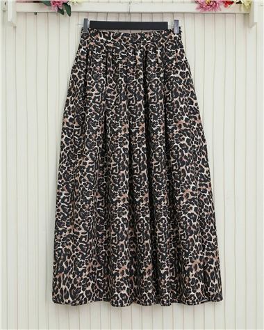 Pliseli Soft Balon Leopar Etek -Siyah