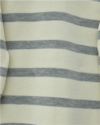 Polo Yaka Düğmeli Çizgili Triko Takım  -Gri