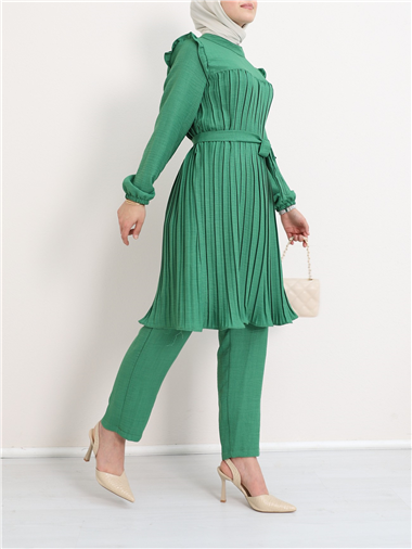 Robadan Pileli Belden Bağlamalı İkili Takım -Yeşil