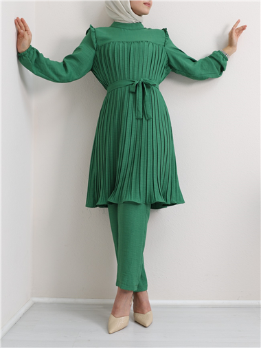 Robadan Pileli Belden Bağlamalı İkili Takım -Yeşil
