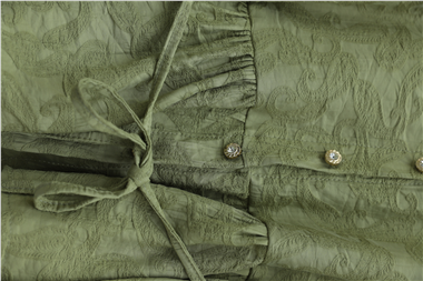 Taşlı Düğmeli Beli Bağlamalı Etekli Jakar Takım  -Çağla Y.