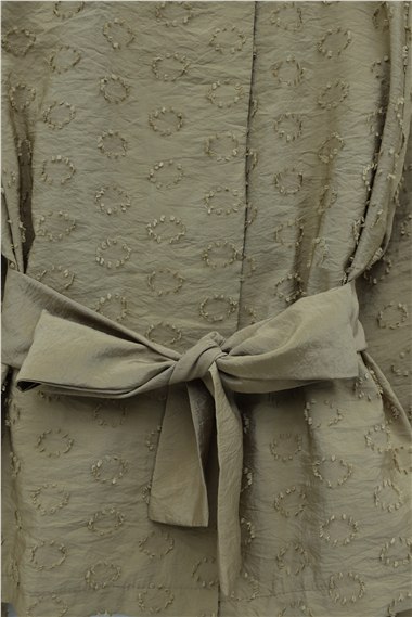 Tek Düğmeli Kemerli Kloş Etekli Nilsa Takım -Vizon