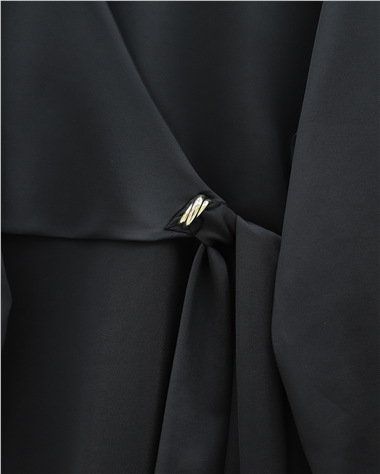 Tokalı Çapraz Bağlamalı Yırtmaçlı Pantolonlu İkili Scuba Takım -Siyah