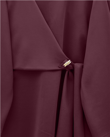 Tokalı Çapraz Bağlamalı Yırtmaçlı Pantolonlu İkili Scuba Takım -Bordo