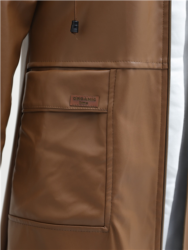 Torba Cepli Fermuarlı Suni Deri Kap -Taba