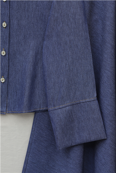 Üstü Düğmeli Kloş Etekli Tensel Takım -Laci