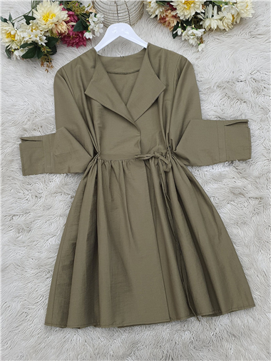 Yan Bağcıklı Kol Manşeti Yırtmaçlı Kimono -Kamuflaj