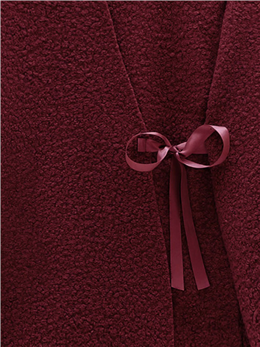 Yandan Bağlamalı Buklet Kimono  -Bordo