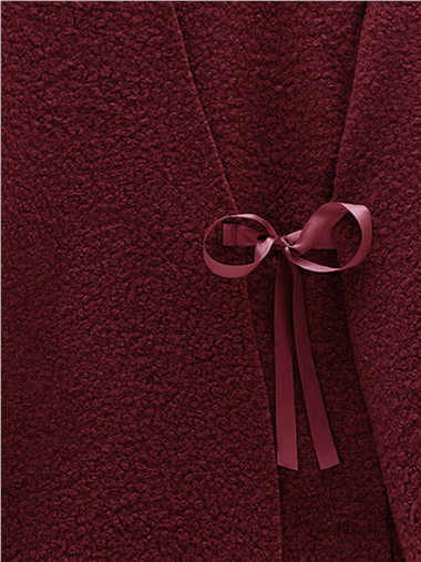 Yandan Bağlamalı Buklet Kimono  -Bordo