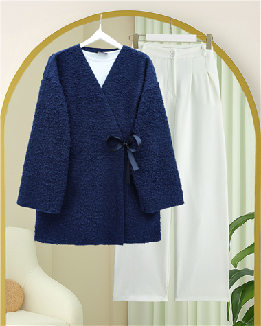 Yandan Bağlamalı Buklet Kimono   -Laci