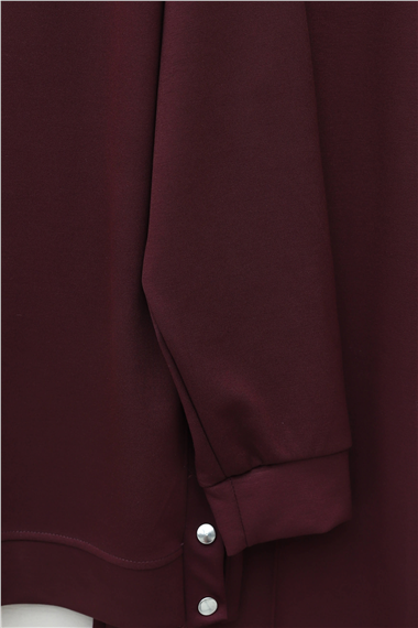 Yanları Çıtçıtlı Çimalı Pantolonlu Oyşo Takım  -Bordo