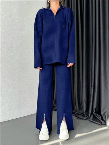 Yarım Boğazlı Fitilli Triko Takım  -Laci