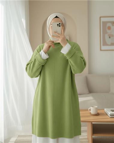 تونيك تريكو بفتحة نصف رقبة -F.Green
