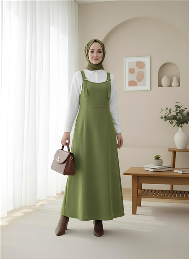 Yarım Fermuarlı Gabardin Jile  -Haki
