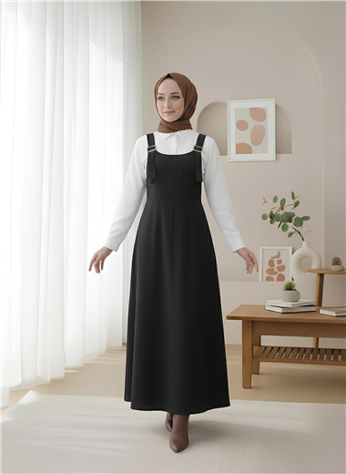 Yarım Fermuarlı Gabardin Jile  -Siyah